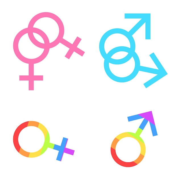 Vector male and female symbol as lgbt concept set of isolated gender elements vector illustration