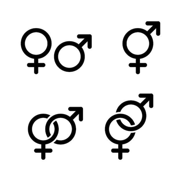 male and female symbol set isolated vector illustration