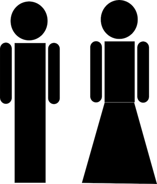 男性と女性のトイレ ベクトル アイコンの描画の黒と白のイメージの男性と女性のトイレのサイン