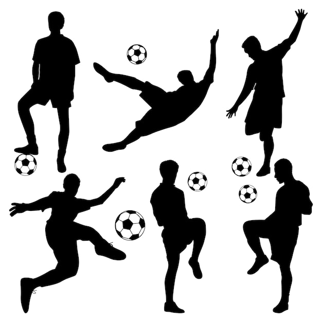 Male Football Player Silhouettes Vector illustratie