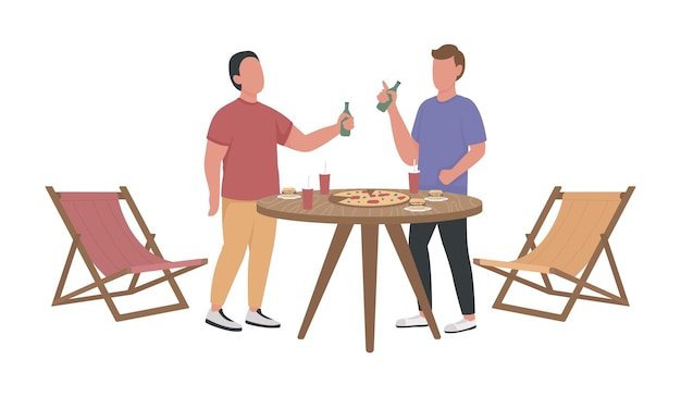 male friends exchanging news semi flat color vector characters. full body people on white. neighbourhood meeting isolated modern cartoon style illustration for graphic design and animation
