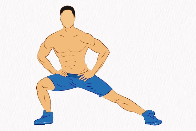 Male Gym Fitness freehand workout vector illustration