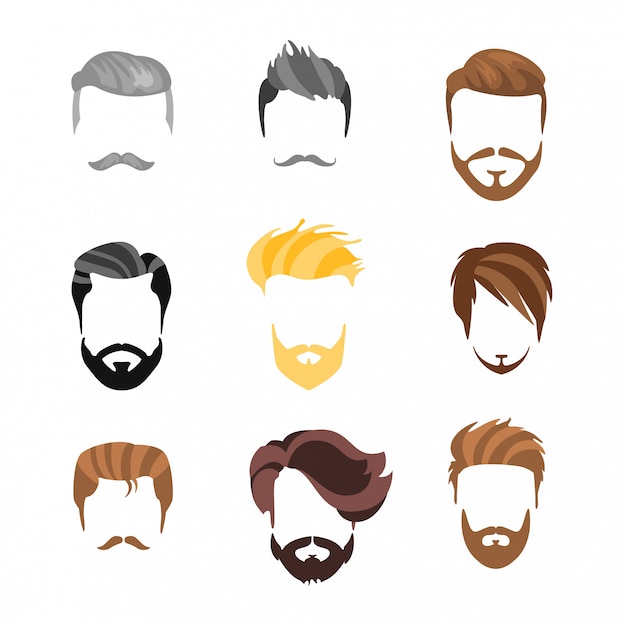 Vector male hairstyle constructor for face set