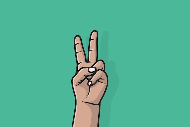 Male Hand Sign Victory or Peace vector illustration Peace sign and symbol icon concept