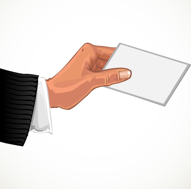 Vector male hand with business card