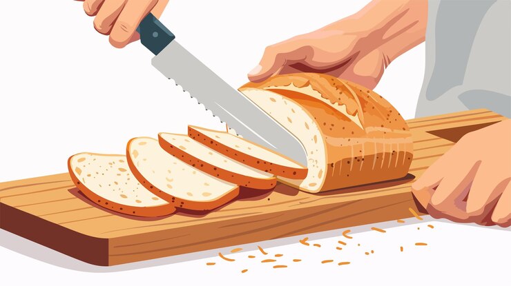 Vector male hands cutting bread vector isolated on white background