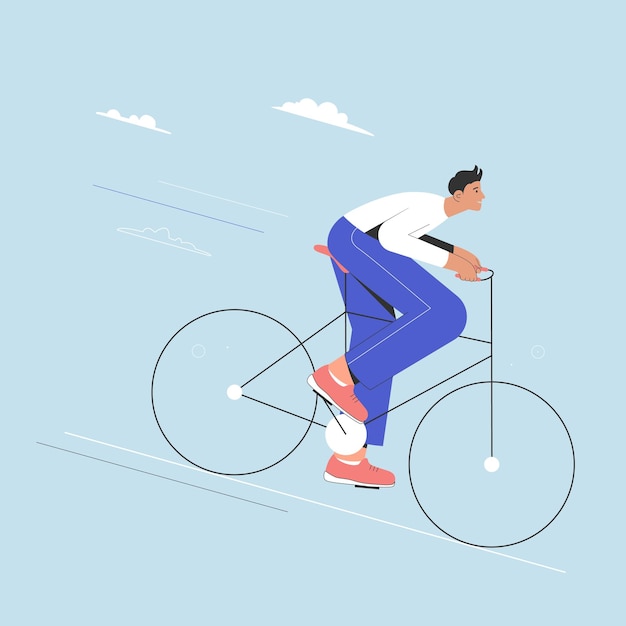 Vector male hipster riding bicycle