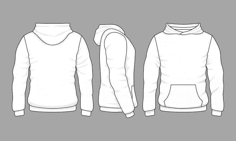 Premium Vector | Male hoodie sweatshirt in front, back and side views