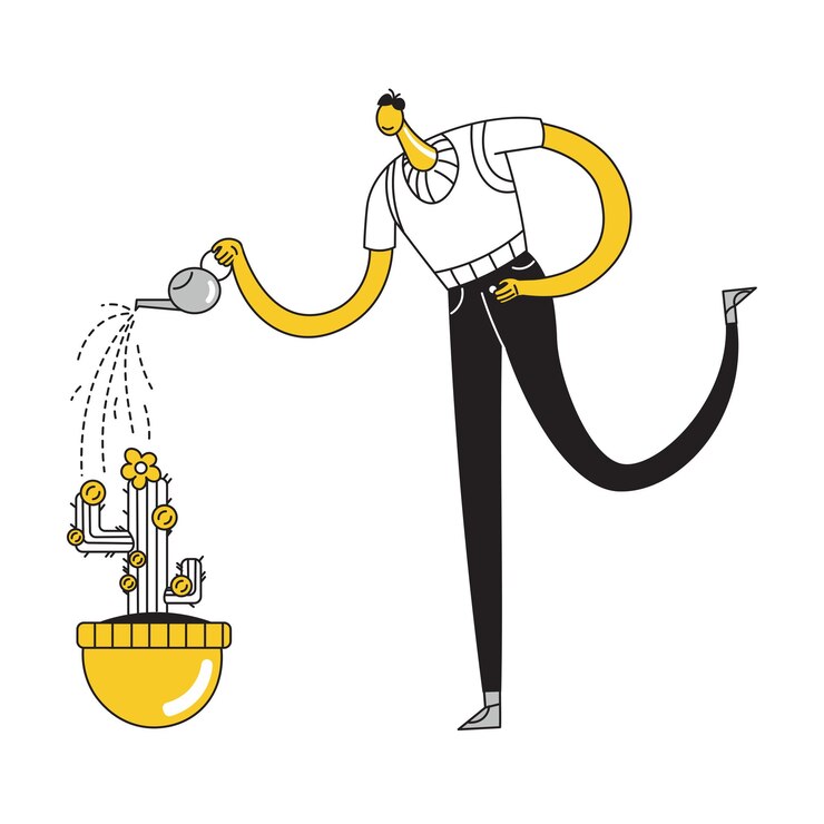 Vector male investor investing money