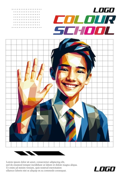 Vector male kid school with wpap style