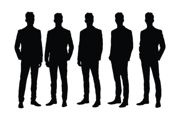 Male lawyers and counselors with anonymous faces Men lawyers wearing uniforms and standing silhouette bundles Male counselor silhouette on a white background Lawyer Boys silhouette collection