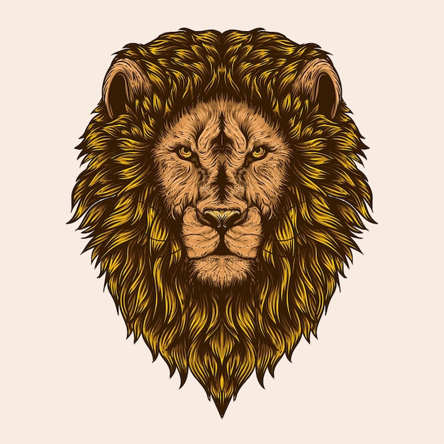 Vettore opera d'arte testa di leone maschio