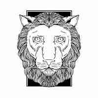 Vector male lion head