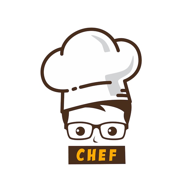 Icona di logo di arte del fumetto di carattere maestro chef maschio