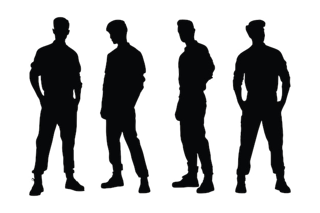 Male model silhouette on a white background fashion models wearing stylish dresses and standing silhouette bundles men actor with anonymous faces male model and fashion actor silhouette collection