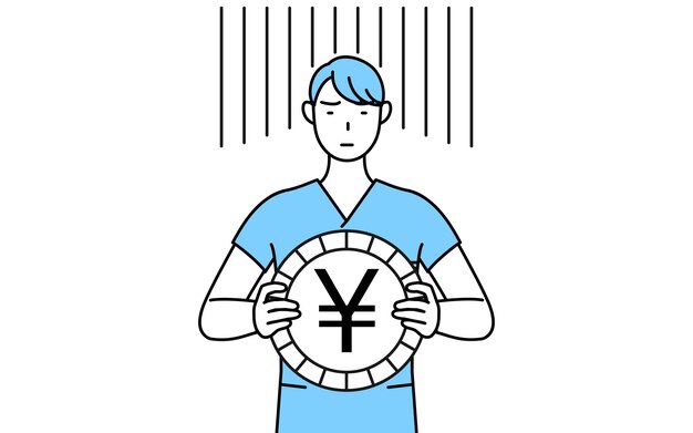 Infermiere fisioterapista terapista occupazionale logopedista assistente infermieristico in uniforme un'immagine di perdita di cambio o deprezzamento dello yen
