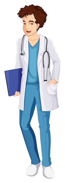 A male nurse on white background