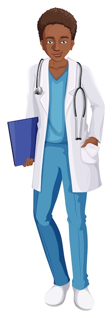 A male nurse on white background