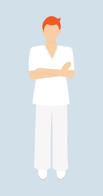 Male nurse in white uniform Vector illustration