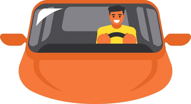 Vettore persona di sesso maschile davanti al volante isolato su sfondo trasparente