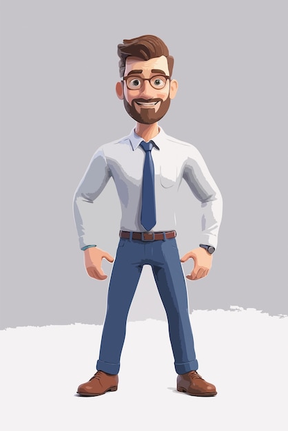 Vector male project manager animation animated cartoon professional business man