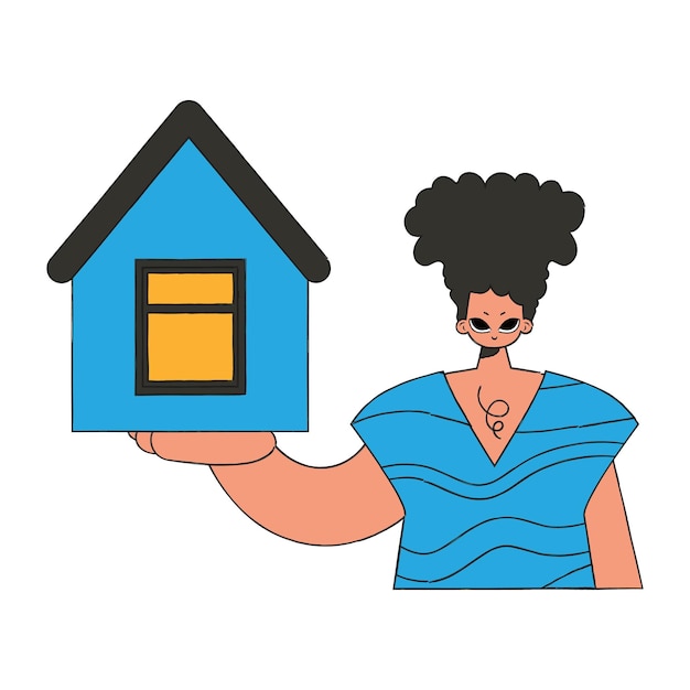 Vector male realtor holding a house in his hands house ownership