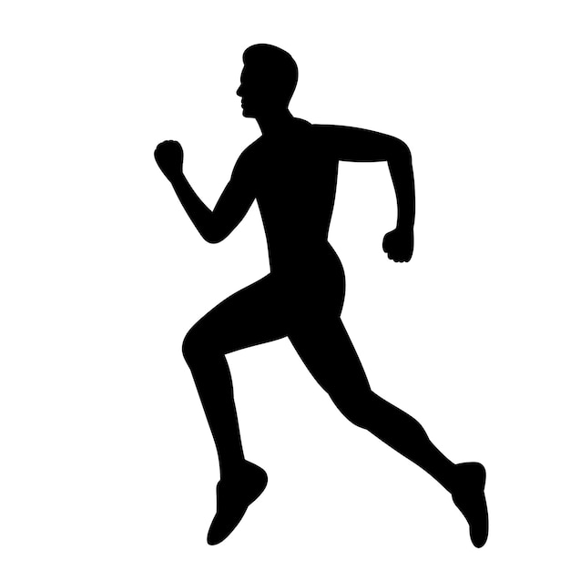 male runner silhouette white background vector