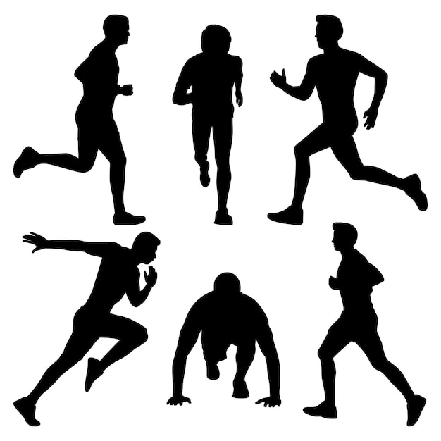 Male Running Silhouettes Vector Collection