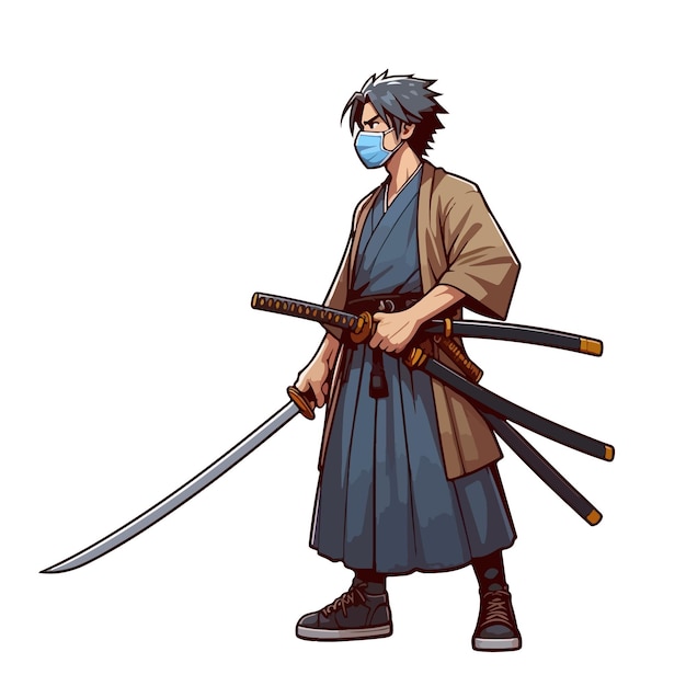 Vector male samurai holding sword ai generated image