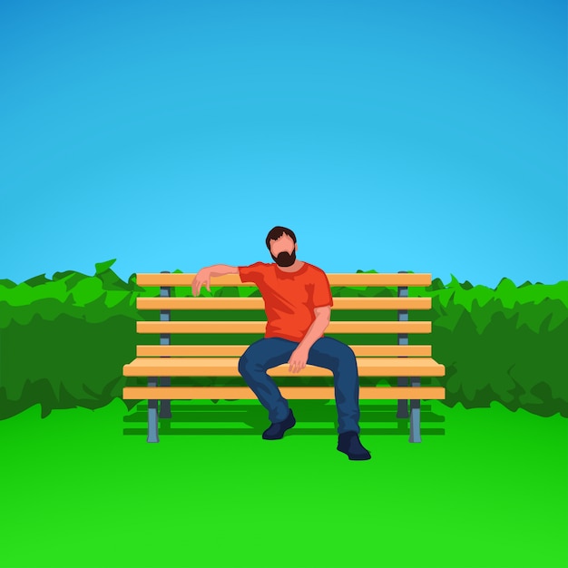 Male silhouette on bench