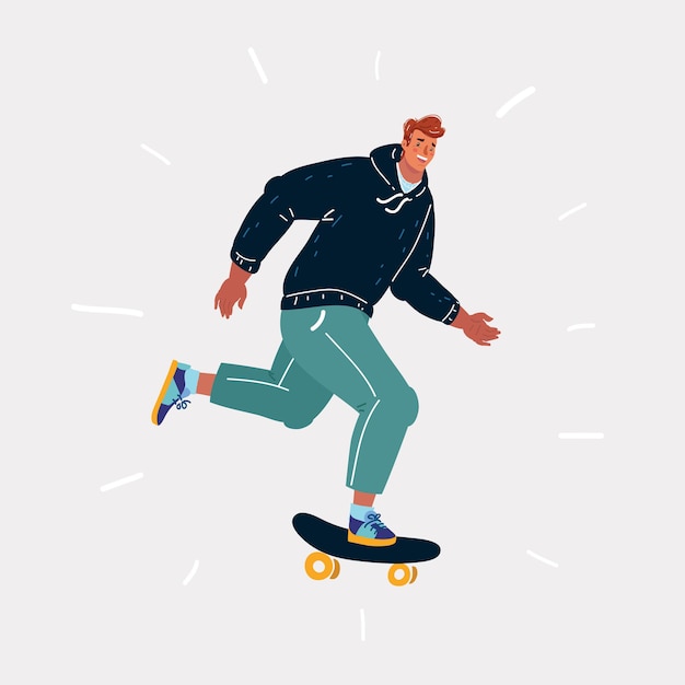 Male skater on board human character on white background