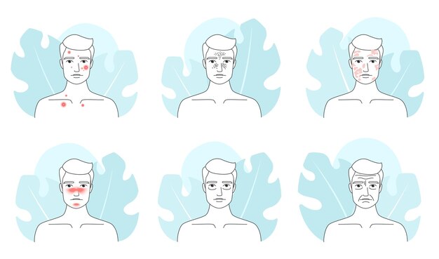 Male skin line icons problem set
