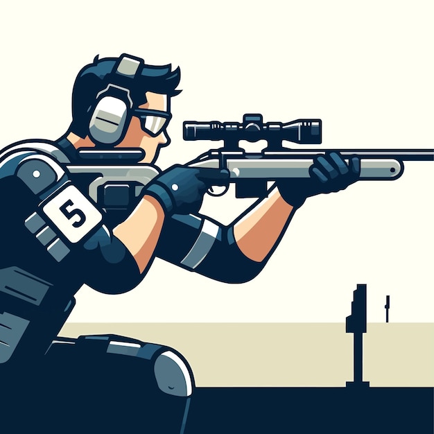 Vector male sniper athlete in a flat design illustration