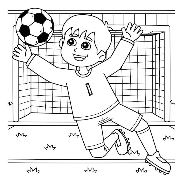 サッカーのゴールキーパーがボールを止めている
