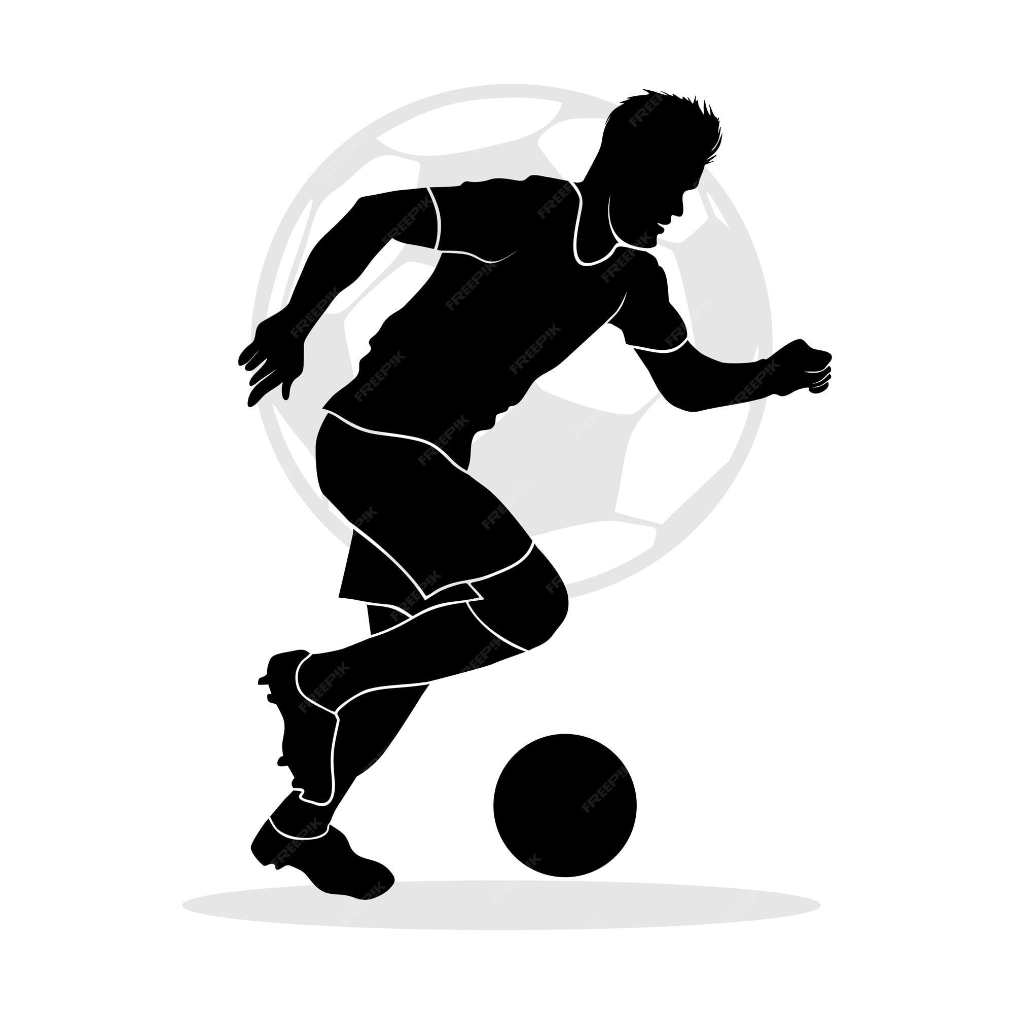 Premium Vector  Abstract silhouette art of male soccer player dribbling a  ball