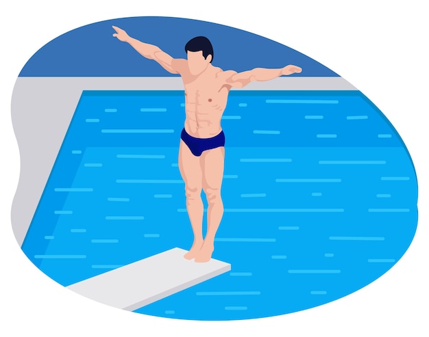 Vector male swimmer