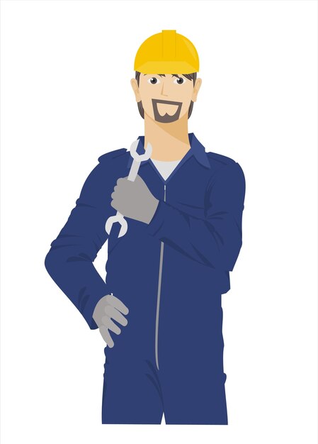 Vector male technician simple flat illustration