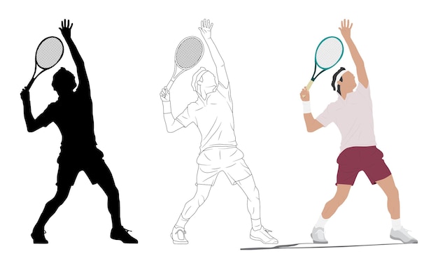 Illustrazione vettoriale del giocatore di tennis maschile