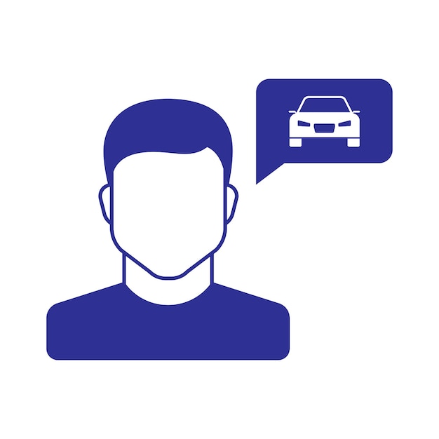 Male think bubble car icon with flat vector illustration