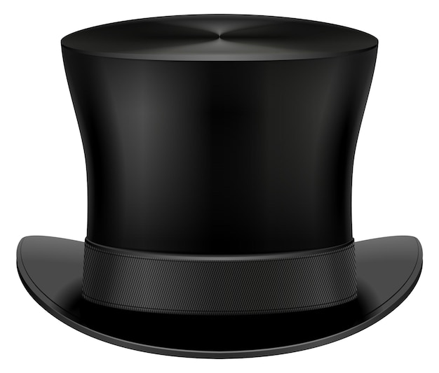 Vettore top hat maschile modello realistico cilindro gentiluomo