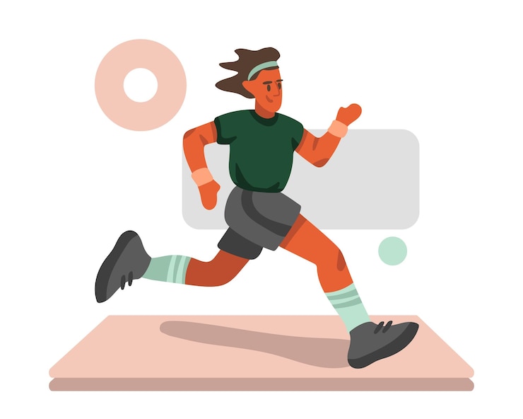Vector male vector character running fast sprinter marathon runner is training healthy lifestyle and high physical activity level color illustration in flat style