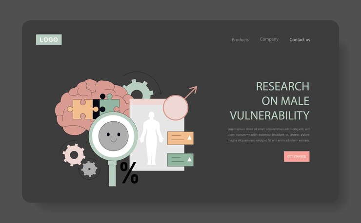 Vector male vulnerability flat vector illustration