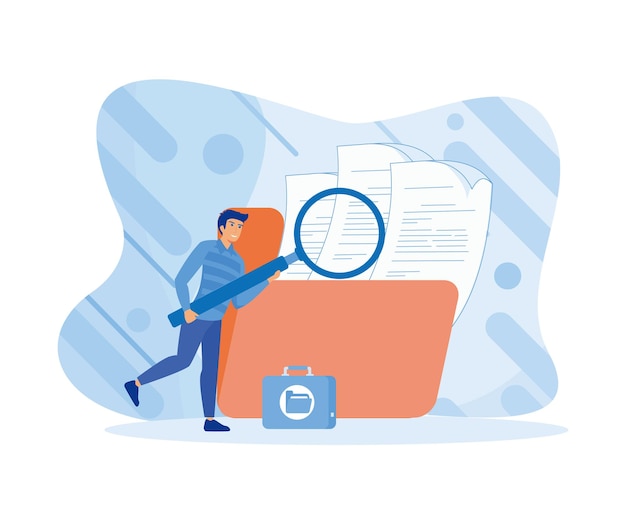 male worker adding files to a large folder information storage and indexing