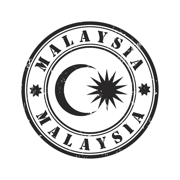Maleisië ronde grunge rubber vector stempel met maan en ster