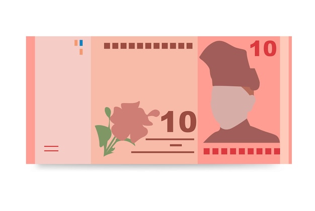 Maleisische Ringgit Vector Illustratie Maleisië geld set bundel bankbiljetten Papiergeld 10 MYR