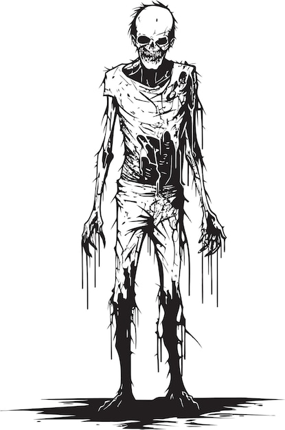 Vector malevolent undead presence full body design decayed vector impression zombie representation