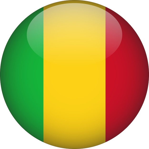 Mali 3D Rounded Flag Button