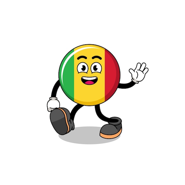 Mali flag cartoon walking