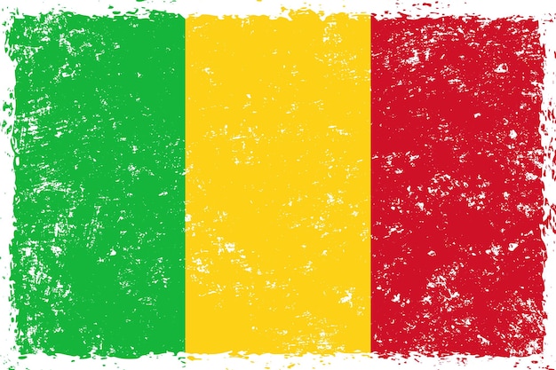 Mali flag in grunge distressed style