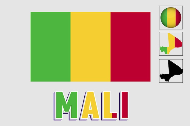 Mali map and flag in vector illustration